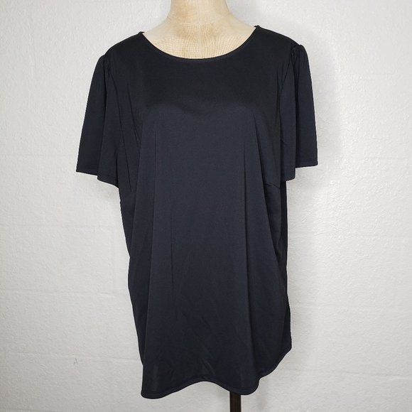 NWT Worthington Black Flounce Sleeve Top Size 0X - Picture 2 of 16